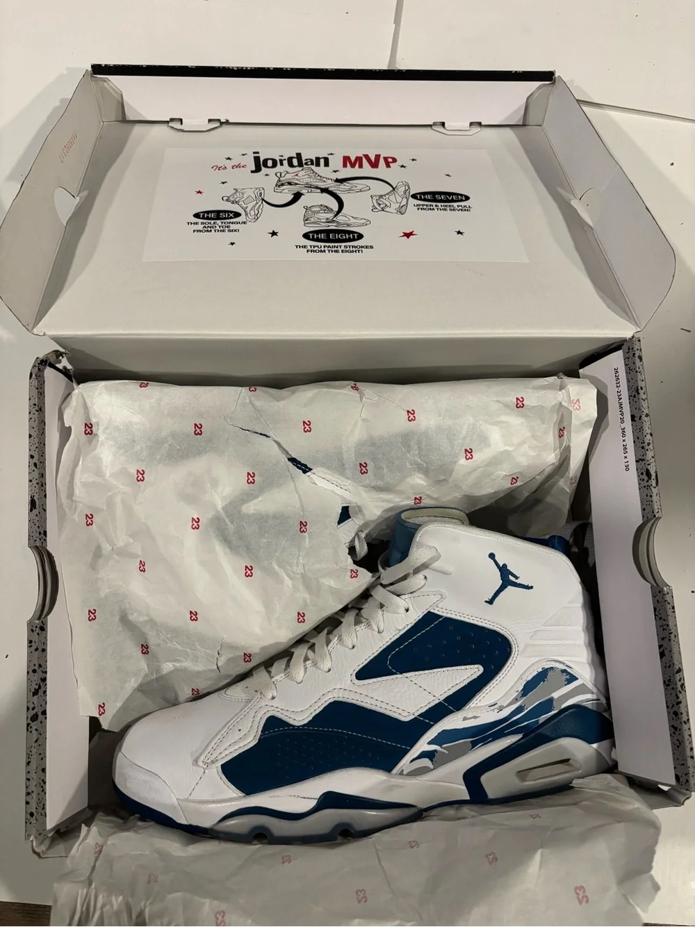 Mens Nike Air Jordan MVP Industrial Blue/ Size 13/ DZ4475-101 White Blue W/ Box
